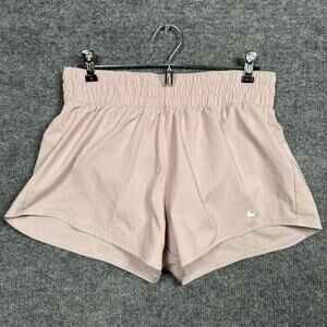 New Nike Womens Small Brief Lined Training Shorts Tan Elastic Waist DX6010-019